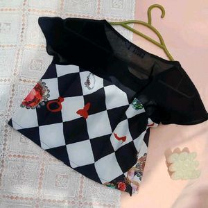 Stylish Checkerboard Embellished Top
