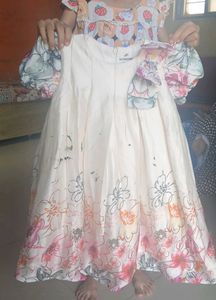 Cream Floral Print Gown