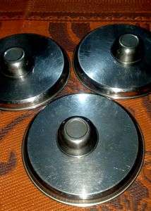 Set of 3 Stainless Steel Thali Plates with Bowls
