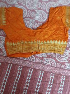 Blue &amp; Gold Trim Sari