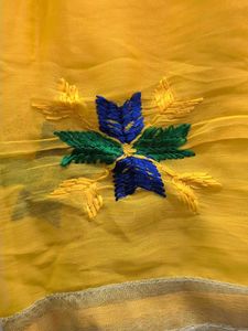 Vibrant Yellow Embroidered dupatta