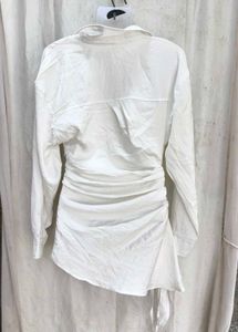 I. Elegant White Satin Cowl Neck Dress