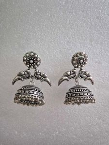 Elegant Silver Jhumka Earrings - Unused