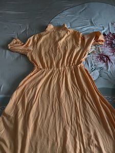 Peach Button-Up Midi Dress