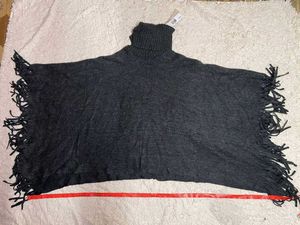 Gray Fringe Poncho