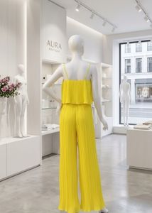 Chic Pleated Yellow Jumpsuit