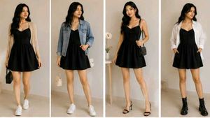 H&amp;M Black Cami skater Mini Dress