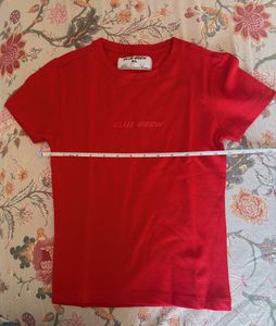 Vibrant Red BLUE BREW T-Shirt Cotton, never worn
