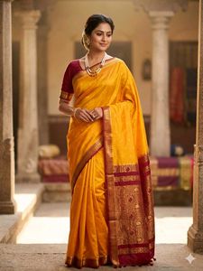 GentlyUsed YellowMisoreSilkSaree-MaroonBorder+