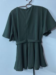 MISS CHASE Green Flared Top