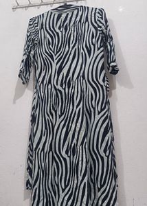 Zebra Print Button-Down Midi Dress