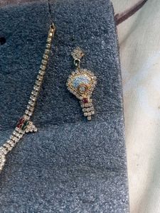 GOLD PLATED! Stunning Rhinestone Necklace &amp; Ear