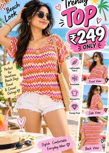 Trendy Chevron Print Top 40"-42" Size L-XL