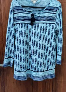 Light Blue Paisley Print Top