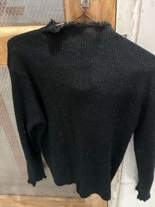 Sparkly Black Button-Up Top