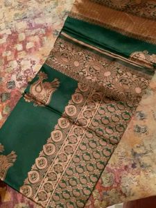 Beautiful Green Silk Saree with Peacock Motif