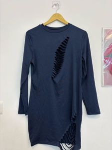 Navy Blue Long Sleeve Mini Dress