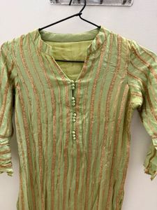 Sequin Work Pista green Kurta
