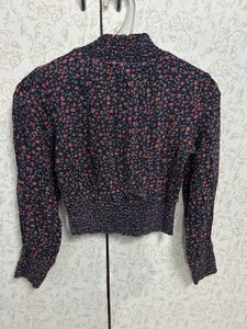Crop Floral Print Smocked Top