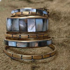 Black Mother of pearl bangle stack