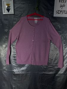 Women's Purple Cable Knit Cardigan
