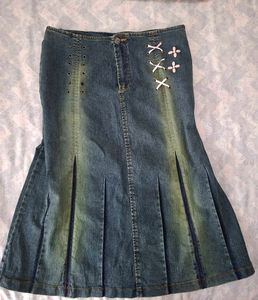 Vintage Embellished Denim Skirt