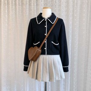 Cute Black Cardigan with White Trim
