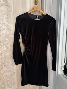 Black Velvet Cut-Out Dress