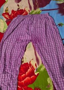 Elegant Purple Kurta with White Lace Detail