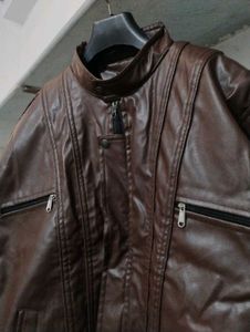 Men's Brown Leather Biker Jacket