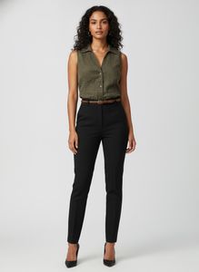 Sleeveless Olive Green Waist Office Top