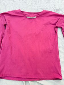 Pink Long Sleeve Top with Rhinestone Detail