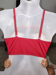 Red Cage-Neck Strappy Sports Bra