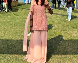 Elegant Peach Kurta Set with Palazzo