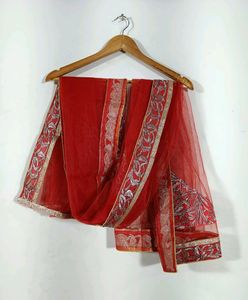 Red &amp; White Netted Lehenga Choli Set (Women)