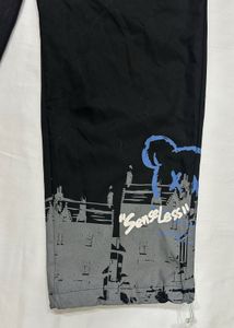 Black Printed Track Pants | Stylish Graphic Design