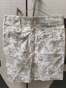Floral Beige Short Skirt