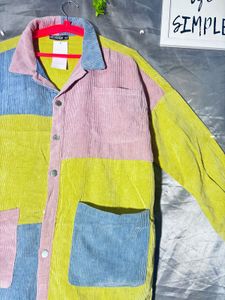 SHEIN Color Block Corduroy Jacket