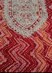 Elegant Red Bandhani Print Kurta Set with Dupatta