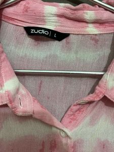 zudio Pink Tie-Dye Button-Up Shirt for L