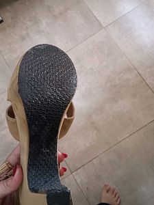 Beige Platform Wedge Sandals
