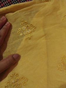 Ethnic Haldi Gown/ Cotton Silk With Free Dupatta