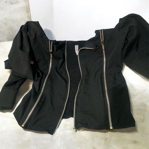 Chic Off-Shoulder Zip Front Top