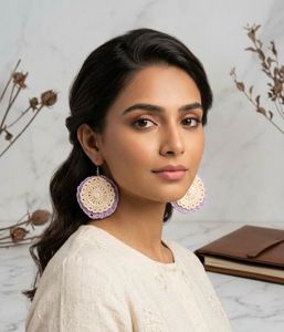 Handmade Crochet Earrings with Pearl