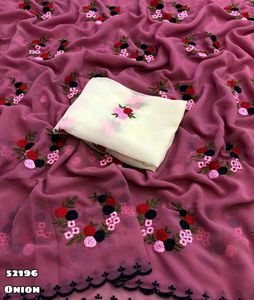 Embroidered Georgette Saree with Blouse