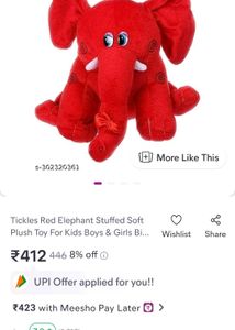 Cute Red Elephant Plush Toy