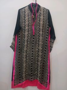 Black Sheer Kurta With Embroidery