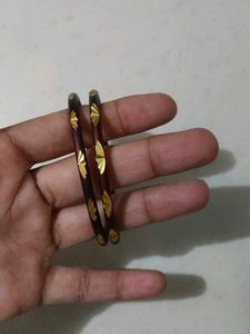 Exquisite Maroon Bangles with Gold Accents