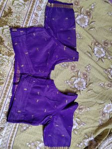 Vibrant Purple Blouse with Gold Border