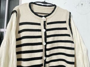 Chic Striped Knit Cardigan